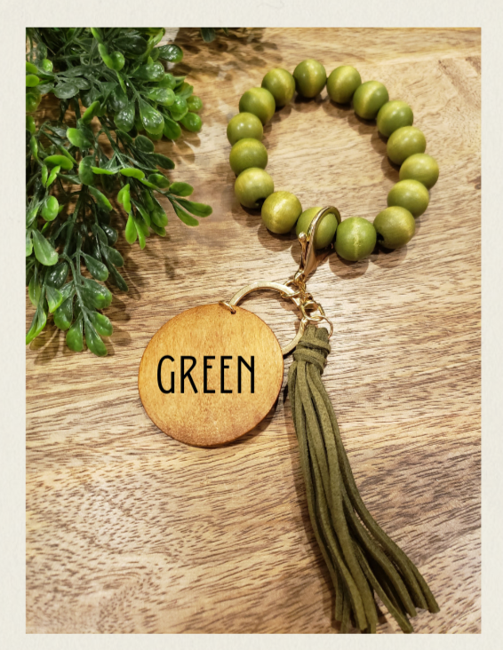 Wooden Beaded Wristlet Keychains
