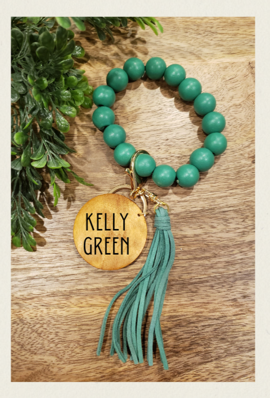 Wooden Beaded Wristlet Keychains