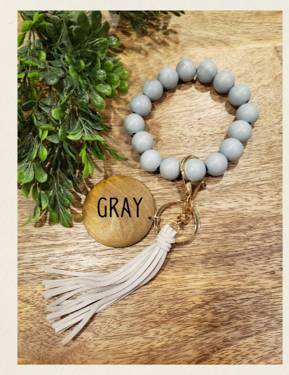 Wooden Beaded Wristlet Keychains