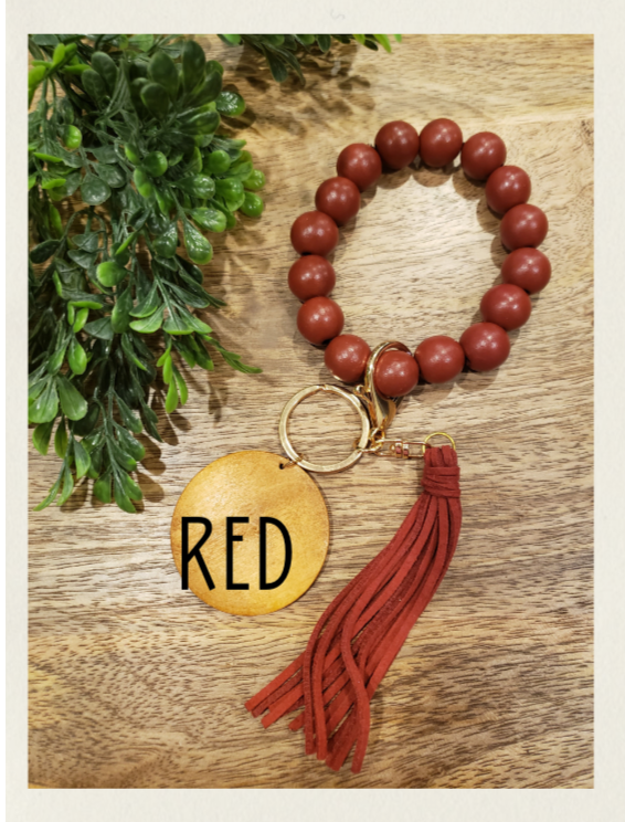 Wooden Beaded Wristlet Keychains